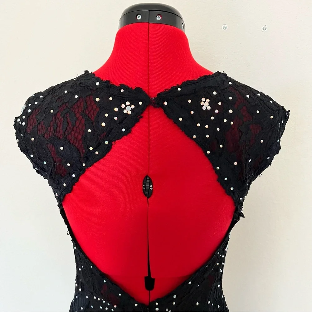 Camille La Vie Black Mermaid Jeweled/Sequin Floral Lace Formal Gown US 8 😍 - Picture 5 of 16